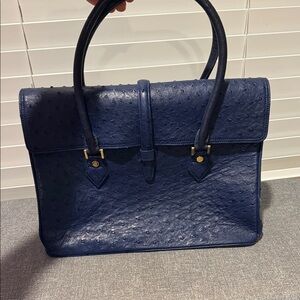 Brooks Brothers Ostrich Navy Handbag